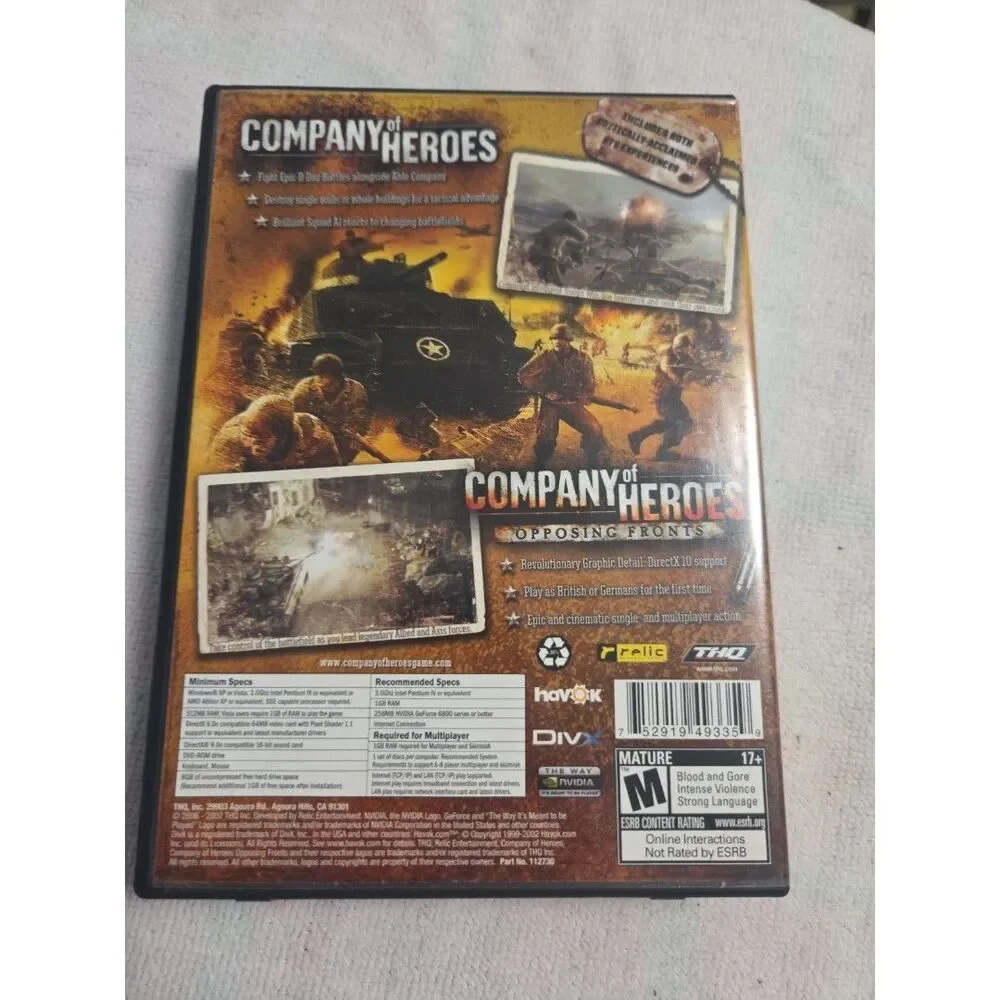 Company of Heroes: Gold Edition PC, 2008Complete with Box and Manual